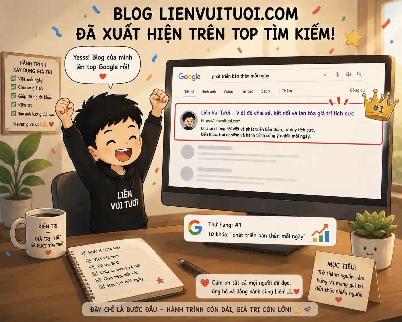 Liên vui tươi đã xuất hiện trên google search